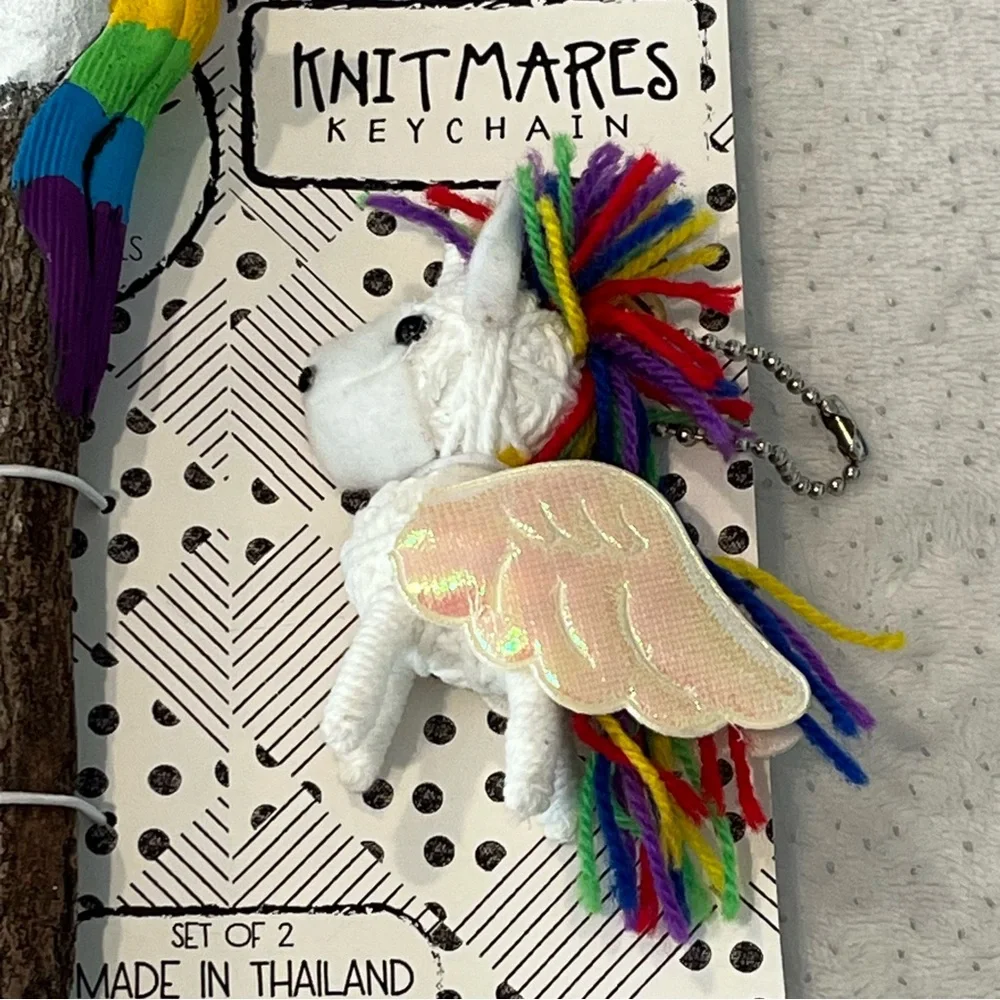 Knitmares Unicorn Set - Handmade Crochet Keychain & Tamarind Wood Pencil - Eco